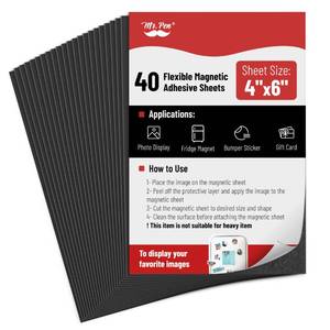 lot 6400 image: Mr. Pen- Adhesive Magnetic Sheets, 4 x 6, 40 Pack, Magnetic Sheets with Adhesive Backing, Magnetic Sheets, Flexible Magnetic Sheet, Picture Magnets, Cuttable Magnetic Sheets