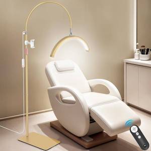 lot 6405 image: MEIAOELEC Lash Light, Flexible Half Moon Light with Phone Holder for Eyelash Nail Art Tattoos Skincare, 5 Color Temperatures & Brightness Setting LED Floor Lamp, Height Adjustable Esthetician Lamp