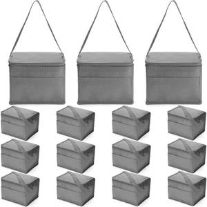 lot 6417 image: Nuogo 15 Pack Insulated Lunch Bags Bulk, Reusable Cooler Boxes, Leakproof Lunch Boxes Set, Waterproof Thermal Coolers, Insulated Beverage Bag for Women Men Work School Picnic Beach(Gray)