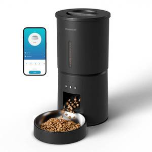 lot 6431 image: Miaosical Automatic Cat Feeder,2.4G WiFi Timed Auto Cat Food Dispenser with 10s Voice Recorder,Dual Power Supply,4.2L Auto Cats Feeder(Black, 4.2L WiFi Single Bowl)