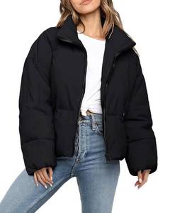 lot 6442 image: Polu Womens Puffer Jackets Oversized Long Sleeve Winter Zipper Coat Warm Quilted Jackets with Pockets(Black,XS)
