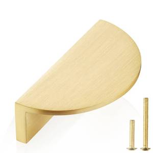 lot 6457 image: QOGRISUN 5-Pack Solid Brass Cabinet Pulls, Gold Half Moon Drawer Dresser Handles, 3-Inch Hole Center,Kitchen Cupboard Hardware, Brushed Brass Finish