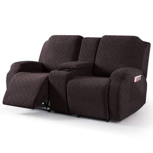 lot 9440 image: VANSOFY Recliner Loveseat Cover with Middle Console Stretch Reclining Sofa Slipcover for 2 Seat Jacquard Reclining Couch Sofa Covers Furniture Protector with Elastic Straps Bottom(Chocolate)