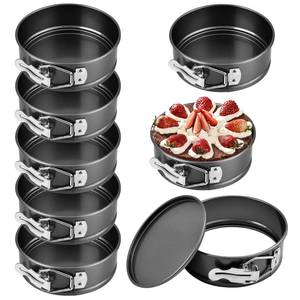 lot 9447 image: Akamino 8 Pcs 4.8 Inch Springform Pans, Mini Round Cheesecake Pans with Removable Bottom, Steel Nonstick Cake Pans for Baking, Pizzas and Quiches