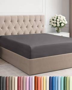 lot 10067 image: Queen Fitted Bed Sheet - Bottom Single Fitted Sheet Only - Soft Hotel Luxury Bedding w 8-16 Inch Deep Pockets - Breathable, Cooling & Wrinkle Free - Easy-Care, Fade and Shrink Resistant - Dark Grey