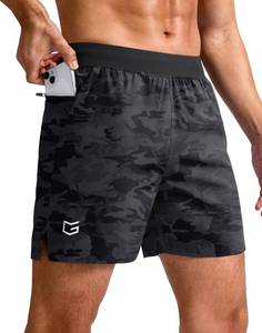 lot 10078 image: G Gradual Mens Athletic Running Shorts 759 Zipper Pocket Lightweight Workout Gym Quick Dry Shorts Golf Tennis Hiking, 5, Black Camo, X-Large