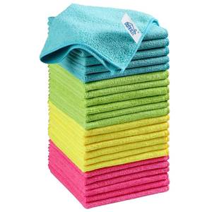 lot 10082 image: HOMEXCEL Microfiber Cleaning Cloth, 24 Pack Cleaning Rags, Cleaning Towels with 4 Color Assorted, 11.5X11.5(GreenBlueYellowPink)
