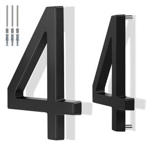 lot 10097 image: 6 Inch Floating House Number Metal Modern Anti-Rust House Address Numbers for Outside with For Mailbox Yard Home Front Door Zinc Alloy Black, 911 Visibility Signage (4)