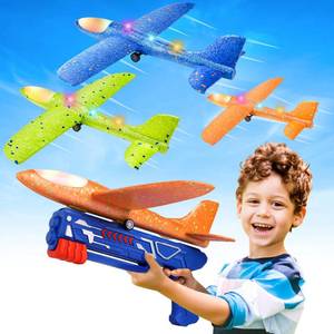 lot 11907 image: Fuwidvia 3 Pack Airplane Launcher Toys, 13.2 LED Foam Glider Plane Toy for Boys, 2 Flight Modes Outdoor Flying Toys Birthday Gifts for Boys Girls 4 5 6 7 8 9 10 11 12 Year Old (Blue&Green&Orange)