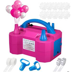 lot 11909 image: SINBEE Balloon Pump Electric Party Decorations - Electric Balloon Pump for Balloon Arch Kit, Portable Dual Nozzle Balloon Inflator