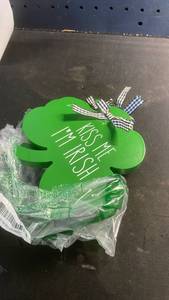 lot 12214 image: St. Patricks Day Shamrock Decorations with Kiss Me Im Irish Sign 3Pc