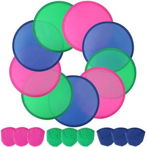 lot 12281 image: TOSAMZOO 9 Pieces Foldable Flying Disc or Fan with Storage Bag Assortment Fans Set Beach Flying Disc- 9.8 Foldable Flying Disc��3 Colors��