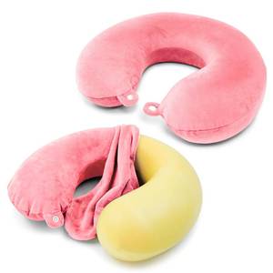 lot 12291 image: Philbinden 2 Packs Travel Neck Pillow Cover, Reusable U Shaped Washable Cover (Pink)