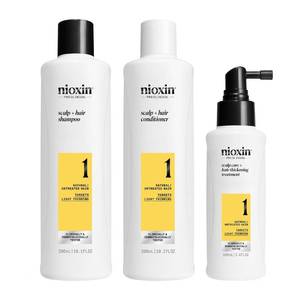 lot 12307 image: Nioxin Scalp  Hair Thickening System 1  For Natural or Untreated Hair with Light Thinning With Niacinamide and Biotin  Full Size  3 Month Supply