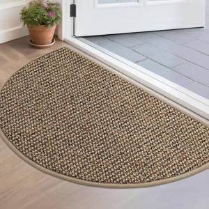 lot 12314 image: BEQHAUSE Dirt Trapper Door Mat 17 x 30 Half Circle Non Slip Washable Doormats Entrance Rugs Absorbent Welcome Low Profile Floor Mats for Front Back Door and Entryway, Taupe