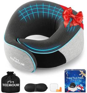 lot 12319 image: Travel Pillow-Neck Pillows for Airplanes, Memory Foam Travel Neck Pillow for Long FlightsAirport Travel Essentials 360° Support Gifts for Travellers With Eye Mask & Earplugs, Portable Carry Bag