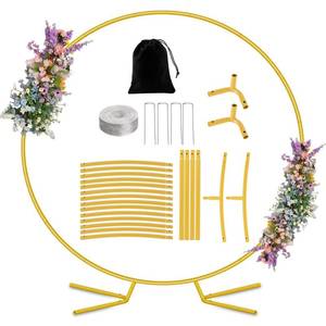 lot 13803 image: Round Arch Stand 6.6FT Circle Balloon Arch Frame Circle Backdrop Stand Gold Round Arch With Storage Bag For Valentines Day Wedding Birthday Party Bridal Shower Anniversary Event Ceremony Decoration