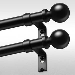 lot 14436 image: Wolistsa 2 Pack Curtain Rods 30 to 56 Inch, Black 1 Inch Adjustable Heavy Duty Curtain Rods for Windows, Decorative Modern Window Treatment Rod, Splicing Metal Drapery Pole, Easy Installation