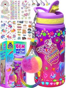 lot 14452 image: PURPLE LADYBUG Decorate Your Own Water Bottle Kit for Girls - Gift for Girls Ages 5 6 7 8 9 10 Year Old Girl Birthday Gift, Unicorn Toys Crafts Kids Ages 6-12 Mothers Day Crafts for Kids