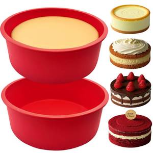 lot 14455 image: UOUYOO 6 inch cake pan Silicone mini smash cake pans nonstick Round small muffin pan for baking cake, quiche, deep dish pizza, flan(2 pcs)