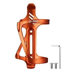 lot 14462 image: Corki Cycles Left Side Load Water Bottle Cage, Side Entry Bike Water Bottle Holder for Road & Mountain Bikes - 1 Pack - Orange-Aluminum Alloy