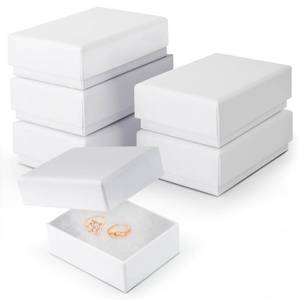lot 14470 image: BULK PARADISE 6 Pack Cotton Fill White Cardboard Paper Jewelry Box Gift Size 3.08 x 2.28 x 1.1 Inches Perfect for Small Gifts