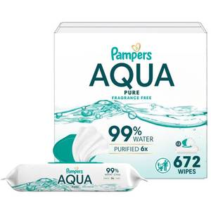 lot 15820 image: Pampers Aqua Pure Sensitive Baby Wipes - 672ct Pop-Up Dispenser, Diaper Area, Paraben-Free, Hypoallergenic