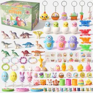 lot 15837 image: Dysh.Tech Easter egg fillers, 214 pcs easter basket stuffers for toddler, easter gifts for girls boys easter eggs stuffers
