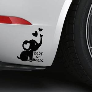 lot 16290 image: UHANBUT Baby on Board Elephant Car Sticker Decal, Cute Cartoon Vinyl Auto Safety Warning Signs Decals Decoration, Waterproof Cars Stickers Accessories for Bumper Laptop Wall (Black)