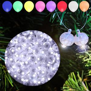 lot 16294 image: Aogist 100pcs White Mini Lights with Hook,Long Standby Time Waterproof LED Balloon Light,Battery Powered,Ball Lamp for Balloon Paper Lantern Birthday Party Christmas Halloween (Matching Tag Rope)