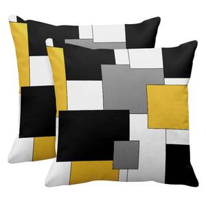 lot 16303 image: Emvency Set of 2 Yellow Geometric Throw Pillow Covers Black Grey White Painting Abstract Checkered Design Decorative Pillow Case Modern Home Decor Standard Square 18x18 Inch Cushion Pillowcase