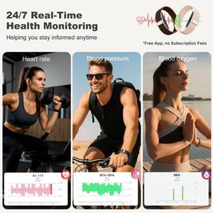 lot 16306 image: Fitness Tracker with Blood Pressure & Blood Oxygen Monitor, 247 Heart Rate Sleep Tracking, IP68 Waterproof Smart Watch, Step Calorie Counter, Activity Tracker for Men Women - No Subscription (Black)