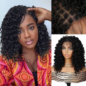 lot 16316 image: Fancy Hair Full Lace Gogo Curly Braid Wig Double Full Lace Curly Wavy Braided Bob Wig with Baby Hair Pre Plucked Knotless Squrare Part Curly Wig for Black Women