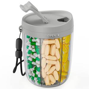 lot 16327 image: PULIV Large Supplement Organizer Bottle, Holds Plenty of 6 Various Vitamins in 1 Pill Dispenser with Anti-Mixing & Wide Openings Design, Easy to Retrieve Meds, Includes 20 Pcs Stick-on Labels Gray
