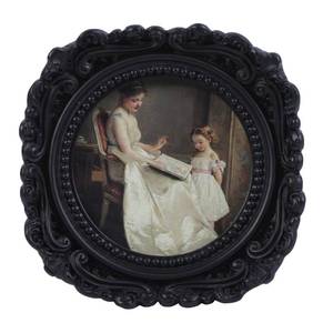 lot 16328 image: VINLIFE Vintage Picture Frames 3x3 Round Black - Antique Ornate Small Picture Frames with Hooks and Easel Stand Wallet Size Victorian Decor for Gallery Wall and Tabletop