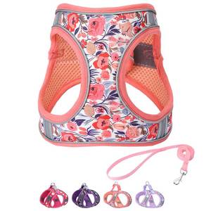 lot 16330 image: Step in Dog Harness and Leash Set, Flower Adjustable Easy Walk Puppy Harnesses, Soft Mesh Pet Vest Harness Small Size Dog Adjustable No Pull Dog Harness for Small Medium Dogs(Pink, S)