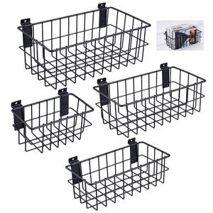 lot 19811 image: Fondpen 4Pcs Slatwall Basket Set Ventilated Metal Slatwall Baskets Hanging Storage Baskets for PVC Slatwall, Mounted Slatwall Accessories Storage Display on Garage Slatwall Panels