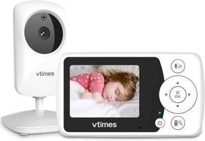 lot 19813 image: VTimes Baby Monitor with Camera and Audio, Video Baby Monitor No WiFi Night Vision 2.4 LCD Screen Portable Baby Camera Monitor Alarm Lullaby Temperature Sensor and 1000ft, Ideal for BabyElderlyPet