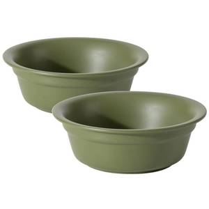 lot 19814 image: Havniva Ceramic Set of 2 Dog and Cat Bowls, 2pcs Basic 1 Cup Food or 7.8 oz Water Dishes for Puppy, Kitty, Wide Opening Rounded Edge (2 Bowls, Olive Green)