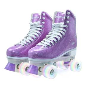 lot 19823 image: Roller Skate for Women, High-Top PU Leather Quad Skates Size 9.5 for Beginner, Purple Shiny Double-Row Rollerskates for Girls Ages 8-50 Outdoor and Indoor (PINK)