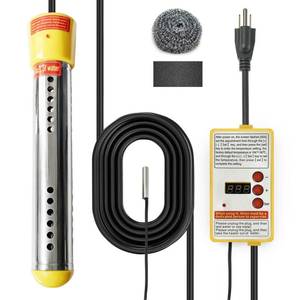 lot 19825 image: Adjustable Immersion Water Heater 1500W, Portable Stainless Steel Bucket Heater with Thermostat, Auto Shut-Off, Temperature Display, Safety Alarm, Fast Heating for Home, Bath, Camping, RV