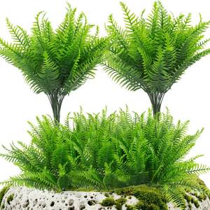 lot 19827 image: lovemoon 12 Pcs Fake Ferns for Outdoors UV Resistant Faux Fern Plants, Artificial Greenery Fern Stmes for Outside, Garden Porch & Patio Greenery Decor (12, Light Green)