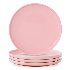 lot 19841 image: Ruxmirae 10.25-Inch Dinner Plates Set of 4, Dual Glaze Stoneware Plates, Microwave and Dishwasher Safe, Ceramic Plates for Everyday Dining, Pink