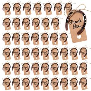 lot 20171 image: Leinuosen 5 Pcs Good Lucky Horseshoe with Thank You Kraft Tags and Rope, Western Rustic Horseshoe Charms, Metal Horse Gifts for Vintage Wedding Birthday Cowboy Cowgirl Party Favors