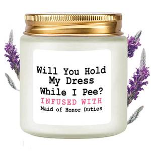 lot 20180 image: LAMIVEENLA Maid of Honor Gifts Scented Candle Lavender - Bridesmaid Proposal Gift Matron of Honor Proposal Gifts Bridesmaid Gift Soy Candle 4oz