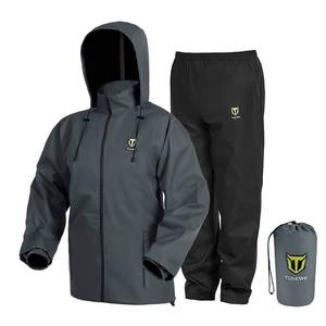 lot 20187 image: TIDEWE Rain Suit, Waterproof Breathable Lightweight Rainwear (Gray Size XXXL)