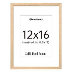 lot 20188 image: upsimples 12x16 Frame, Natural Solid Wood Picture Frames, Display 8.5x11 with Mat or 12 x 16 Without, Vertical & Horizontal Wall Hanging, 1 Pack, Natural