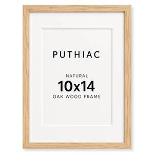 lot 20189 image: puthiac 10x14 Solid Oak Wood Picture Frame, Fits 8x10 with Mat or 10x14 Without Mat, Wall Display Only, Vertical or Horizontal, Plexi Front, 1 Pack, Natural Oak