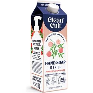lot 20193 image: Cleancult Liquid Hand Soap Refill - Juniper Sandalwood - Gentle On Sensitive Skin - Made with Aloe Vera & Essential Oils - Eco Friendly - Paper-Based Packaging - 32 oz1 Pack