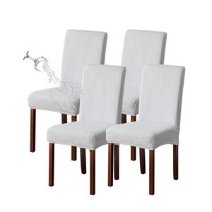 lot 20197 image: Genina Waterproof Chair Covers for Dining Room Set of 4 Kitchen Chair Covers Parson Dining Chair Slipcover,White
